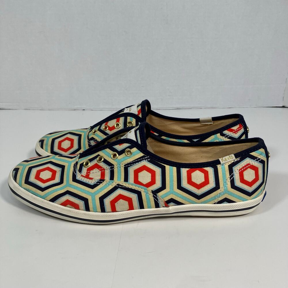 Keds x Kate Spade Sz 10 Geometric Champ Sneakers Tennis Shoes Slip-on Laceless